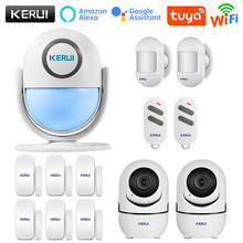 KERUI Tuya WIFI система охранной сигнализации умный дом магазин работает с Alexa 120dB детектор движения датчик двери IP камера наблюдения 2024 - купить недорого