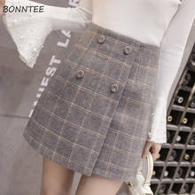 Skirts Women 2020 Winter All-match Warm Elegant Trendy Womens A-line Mini Plaid Skirts High Waist Zippers Korean Style Ladies 2024 - buy cheap