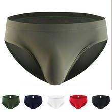 New Underwear Mens Briefs Sexy Fashion Solid Cueca Soft Ice silk Underpants U Convex Pouch Slip Homme Bikini Man Swimmwear 2024 - buy cheap