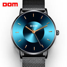 DOM Top Luxury Brand Men Wrist Watch Quartz Clock Blue Dial Slim Watch Men Waterproof Sport Relogio Masculino M-1289BK-2M 2024 - buy cheap