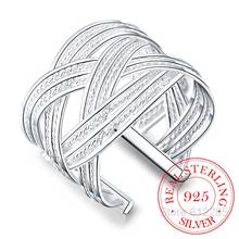 Anillo de plata esterlina 925 para mujeres y hombres, joyería de moda para fiesta de boda, gran tejido de red, regalo para dedo pulgar 2024 - compra barato