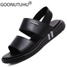 2021 New Men's Sandals Summer Genuine Leather Shoes Man Urban Youth Beach Sandals platform Black Casual Shoes For Men Size 36-45 2024 - buy cheap
