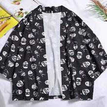Japanese Streetwear Men Printed Kimono Harajuku Style Robe Traditional Clothes Hip Hop Haori Funny Yukata T Shirts Streetwear 2024 - buy cheap