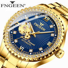 Luxury Golden Automatic Mechanical Watch for Men Full Steel Skeleton Wristwatch Clock Diamond Luminous Hands Relogio Masculino 2024 - buy cheap