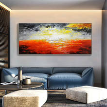 Pintura al óleo de paisaje abstracto para pared, lienzo moderno hecho a mano, pintura al óleo para decoración de sala de estar, imagen artística sin marco 2024 - compra barato