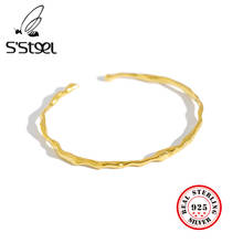 S'STEEL-brazaletes de plata esterlina 925 para mujer, brazalete abierto de oro Irregular conciso, joyería fina de Argent 925 2024 - compra barato