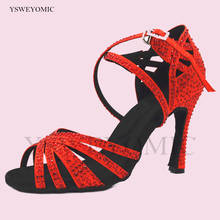 Sapatos vermelhos de cor personalizada para dança, sapatos latinos de salão superior 2021 para mulheres 2024 - compre barato
