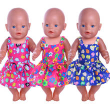Платье на бретельках с изображением медведя фруктов милый стиль для 18-дюймовых американских кукол и 43 см изделия для новорожденных детей нашего поколения Кукольное платье 2024 - купить недорого