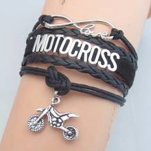 Pulseira infinita amor de motocross, bracelete de motocicleta feminino e masculino, para presente de moto 2024 - compre barato