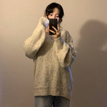 Retro Hong Kong Style V-neck Women's Sweater Autumn 2020 New Korean Ins Loose Slim Knitted Long-sleeved Pullover For Female 2024 - buy cheap
