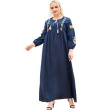 Vestido largo étnico Vintage musulmán para mujer, maxivestido bordado, Abaya árabe, Oriente Medio, Dubái, caftán turco, novedad 2024 - compra barato