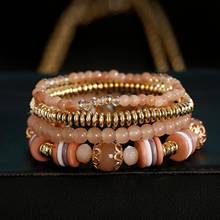 4pcs/Set Bohemian Multilayer Bracelets For Women Accessories For Jewelry Boho Bangles Charm Bracelet Big Beads Gifts Pulseiras 2024 - buy cheap