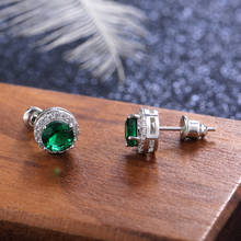 UILZ классические зеленые серьги-гвоздики с кубическим цирконием ААА, круглые серьги-гвоздики с кристаллами для девушек, разноцветные модные ювелирные изделия UE003 2024 - купить недорого