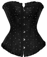 Sexy Overbust Corset Women Bustier Rhinestone Satin Costume Waist Trainer Corsets Lace Up Bustiers Plus Size 2024 - buy cheap
