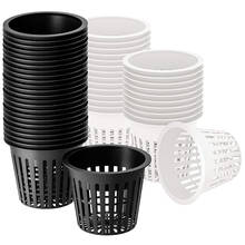 3 Inch Net Cup Hydroponic Tank, 50Pack Hydroponic Planting Basket, Used for Hydroponics, Slotted Mesh, Black and White 2024 - buy cheap