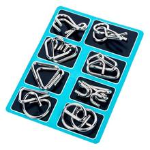 8pcs/Set Materials Metal Montessori Puzzle Wire IQ Mind Brain Teaser Puzzles for Children Adults Anti-Stress Reliever Toys Gifts 2024 - buy cheap