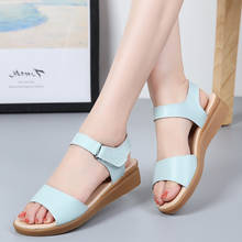 Sandals women shoes 2022 new summer wedge casual women shoes fashion wild solid color velcro casual sandals women footwear 2024 - buy cheap