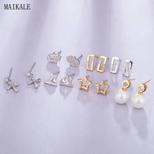 MAIKALE-Colgante de circonia cúbica con forma de cruz/triángulo/mano para mujer, joya de tachuela de perlas, regalo para, joyería 2024 - compra barato