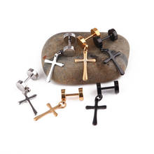 1PCS Fashion Crucifix Stud Earrings For Women Titanium Steel Cool Men Black Gold Silver Earrings Jewelry 2024 - buy cheap