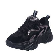 Новые осенние кроссовки на толстой подошве; повседневная обувь черного цвета в стиле ретро; женская обувь на платформе со шнуровкой; женская обувь; большие размеры 2024 - купить недорого