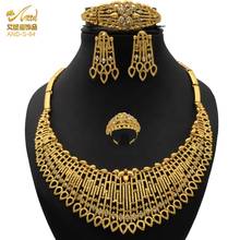 ANIID African Jewelry Set Earrings For Women Bridal Wedding Bracelet Gold Necklace Ring Hawaiian Filled Luxury Evening Dubai 2024 - buy cheap