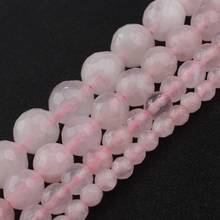 Wholesale 4 6 8 10 12 mm Natural Faceted Rose Quartz Round Loose Stone Beads For Jewelry Making DIY Bracelet Necklace 15 inch 2024 - buy cheap