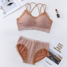 Plaid Women Bra and Panty Set Japanese Lingerie Set Beauty Back Push Up Bra Set Cotton Brief Comfort Lace Crop Top Underwear Set 2024 - buy cheap