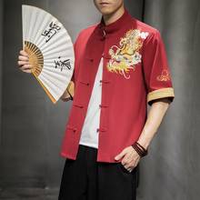 Tang terno 2021 nova roupa tradicional chinesa para homens algodão linho bordado dragão kung fu uniforme hanfu blusa camisas kk3421 2024 - compre barato