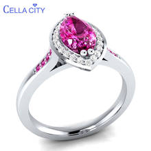 Cellacity Pink Crystal Ring for Women Silver 925 Jewelry with Gemstones Olive shape Individual Character Female Rings Engagement 2024 - buy cheap