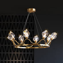 Lámpara Led de cobre G9 para sala de estar, candelabro de cristal K9 de lujo, iluminación con Cable ajustable, accesorios de lámpara colgante, corona americana 2024 - compra barato