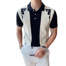 2020 summer new Korean slim male short-sleeved knitted ice silk POLO shirt British casual fashion half-sleeved shirt 2024 - buy cheap