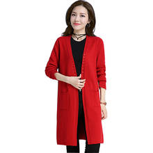 Cardigan Coat Women 2020 New Autumn Korean Clothes For Loose Casual Mid Length V-Neck Knitting Sweater Female Harajuku Manteau 2024 - buy cheap