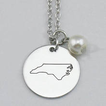 North Carolina Necklace,State Necklace,North Carolina State Necklace,Home State Necklace,Wholesale,Engraved Charms,22mm,5Pcs/Lot 2024 - buy cheap