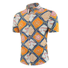 Camisa havaiana masculina de manga curta, camiseta casual com design de flor, blusa havaiana de verão 2021, roupas plus size asiático m-4xg 2024 - compre barato