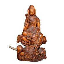 Estatua de Guanyin Bodhisattva de China, máquina de madera tallada de mercancías antiguas de Beijing, máquina de Seiko de Boxwood sentado, estatua de Guanyin Bodhisattva 2024 - compra barato