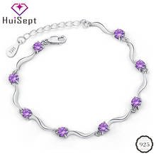 HuiSept Fashion 925 Silver Bracelet Amethyst Zircon Gemstone Jewelry Ornaments for Female Wedding Party Gifts Bracelet Wholesale 2024 - buy cheap