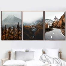 Mountain Peak Forest Road-pintura en lienzo para pared, póster nórdico de viaje e impresiones, imágenes de pared para sala de estar 2024 - compra barato