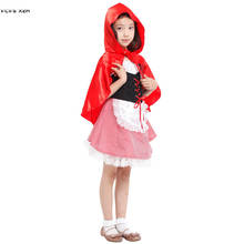 M-XL Fairy tale Girls Little Red Riding Hood Cosplay Kids Children Halloween Maid Costumes Carnival Purim Stage Show party dress 2024 - buy cheap