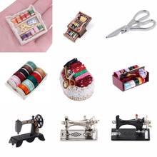 1:12 1:12 Mini Sewing Machine Sewing Box with Needle Scissors Kit Simulation Home Furniture Dollhouse Miniature Accessories 2024 - buy cheap