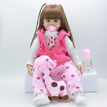 Boneca renascer, boneca de 60cm, simulando a princesa adorável, de cabelo longo, em vinil, para recém-nascido, presente de aniversário, brinquedo kawaii 2024 - compre barato