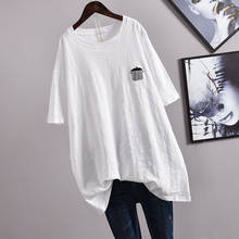 Новинка Лето 2020, Корейская женская футболка, простая, повседневная, с коротким рукавом, с вышивкой, смайликом, свободного размера плюс, бесплатная доставка 2024 - купить недорого