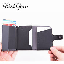 BISI GORO Anti-theft Men Wallet RFID Blocking ID Credit Card Holder Leather Metal Business Card Case Card Wallet  Dropshipping 2024 - buy cheap