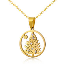 Collar de cadena con colgante de árbol con copos de nieve para mujer, joyería de Navidad, gargantilla de acero inoxidable, regalo de Navidad 2024 - compra barato