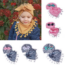 BalleenShiny Winter Child's Hat and Scarf for Baby Tire Cap Ear Cap Bib Triangle Scarf KID Two-piece Suit 6colors Soft Cotton 2024 - buy cheap