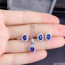 KJJEAXCMY fine Jewelry 925 sterling silver inlaid natural sapphire elegant pendant ring earring set support test Chinese style 2024 - buy cheap