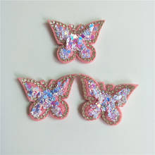 24pcs/lot 3.6*2.6cm Butterfly sequin Padded Appliques for DIY Shoe Accessories Craft Handmade Decoration 2024 - buy cheap