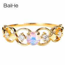 BAIHE Solid 14K White Gold 0.30ct Round Natural Opal Engagement beautiful Trendy Fine Jewelry Elegant Vintage diamond Opal Ring 2024 - buy cheap