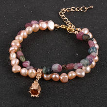Freshwater Pearls Natural Tourmaline Stone Bead Bracelet For Women Girls Korean Female Flower Charm Bracelets Fashion Jewelry 2024 - buy cheap