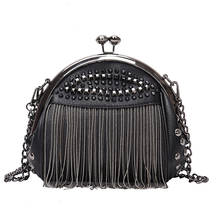 Bolso de piel sintética con remaches y borlas para mujer, bandolera pequeña con cadena, estilo Punk, 2021 2024 - compra barato