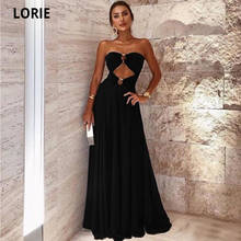 LORIE-Vestido largo de noche negro, prenda Formal, Maxi, con huecos, para ocasiones especiales, corte en A, para fiesta de graduación, 2021 2024 - compra barato